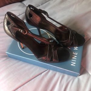 Nine West Black Open Toe 3” Pump, 9.5